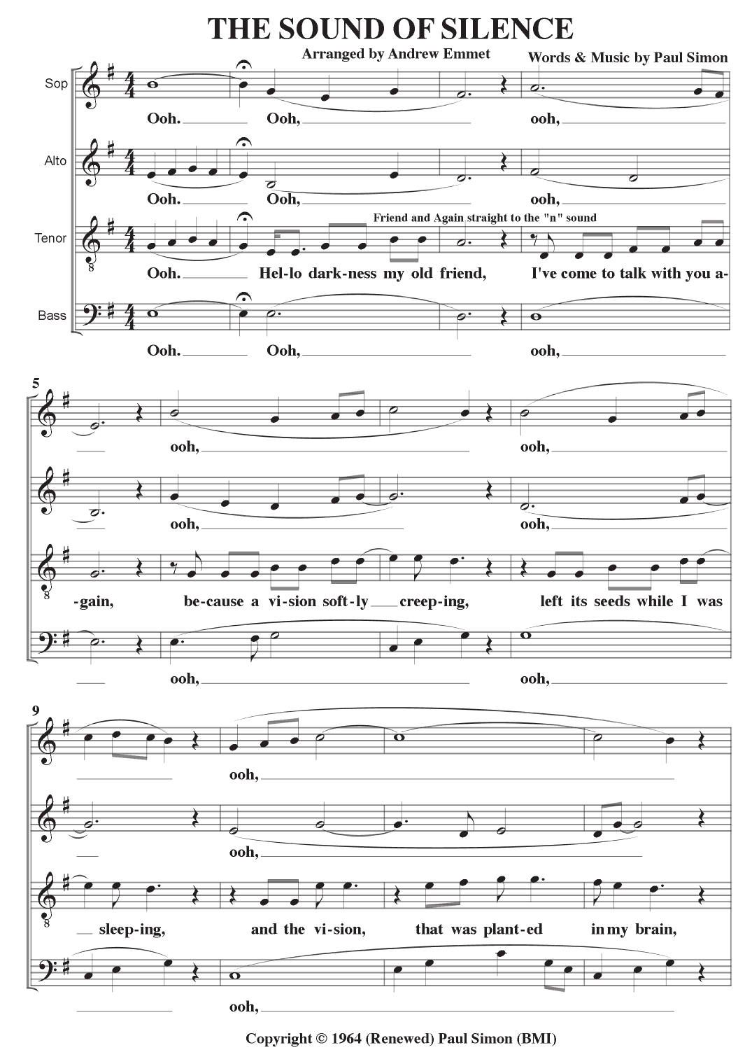 The Sound Of Silence (arr. Andrew Emmet)