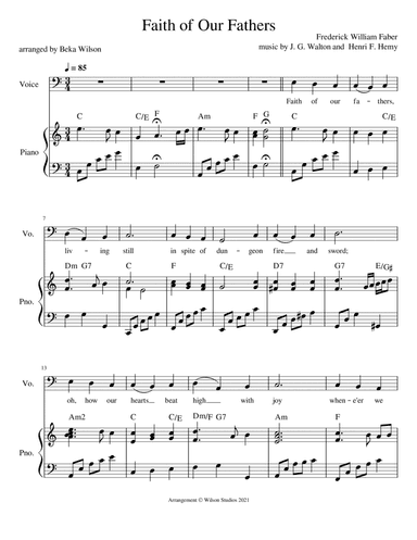 Faith of Our Fathers--vocal solo (bass clef) (arr. Beka Wilson)