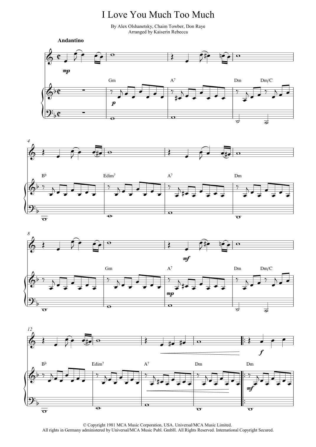 I Love You Much Too Much (arr. Kaiserin Rebecca)