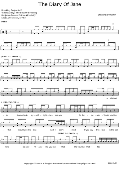 The Diary Of Jane (arr. COPYDRUM)