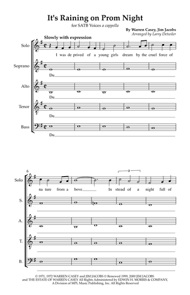 It's Raining On Prom Night (arr. Larry Detwiler)