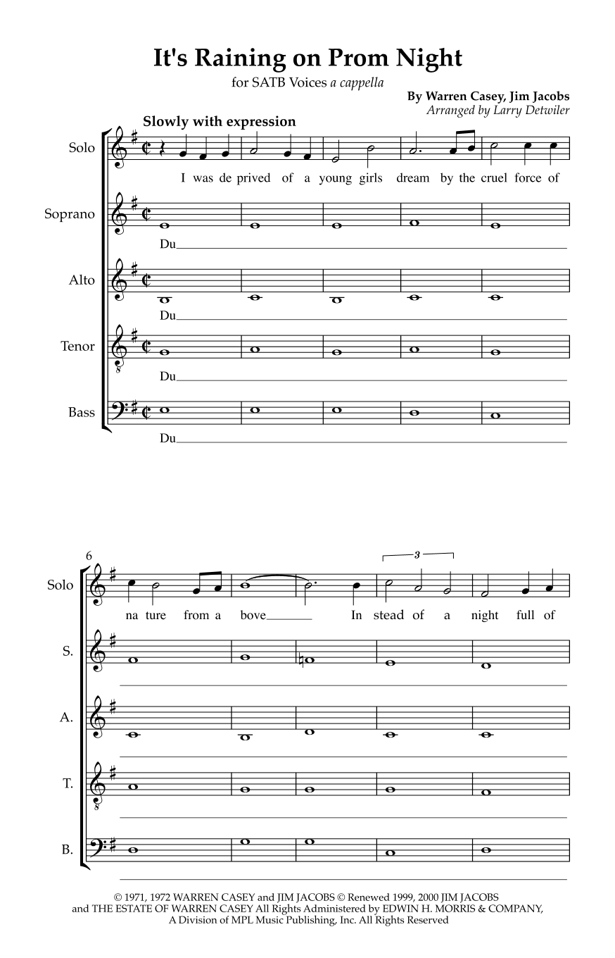 It's Raining On Prom Night (arr. Larry Detwiler)