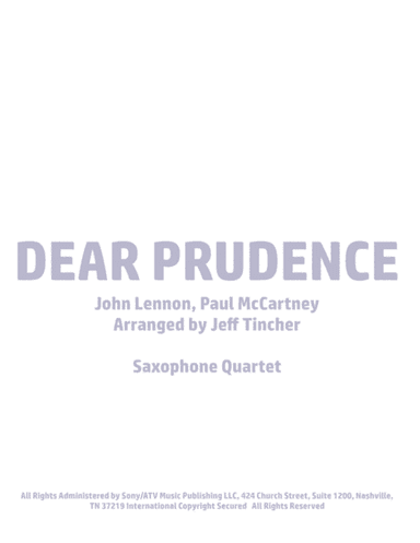 Dear Prudence (arr. Jeff Tincher)
