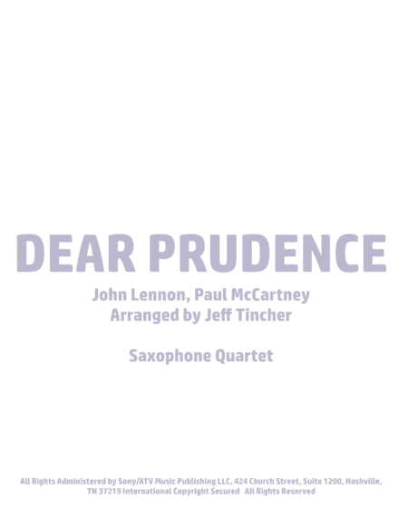Dear Prudence (arr. Jeff Tincher)