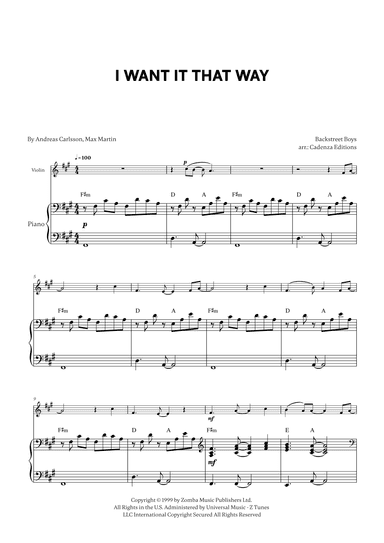 I Want It That Way (arr. Cadenza Editions)