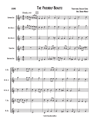 The Friendly Beasts Saxophone Quartet(SATB or AATB) (arr. Bobby Muncy)