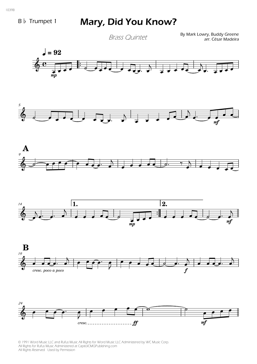 Mary, Did You Know? (arr. César Madeira)