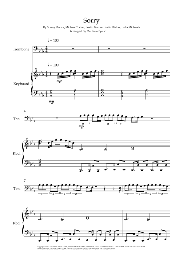Sorry (arr. Matthew pyeon)