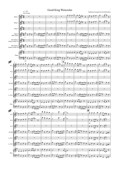 Good King Wenceslas (Jazzy Style!) for flute Quartet (arr. David Burndrett)