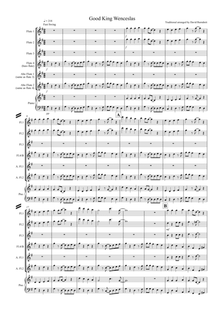 Good King Wenceslas (Jazzy Style!) for flute Quartet (arr. David Burndrett)