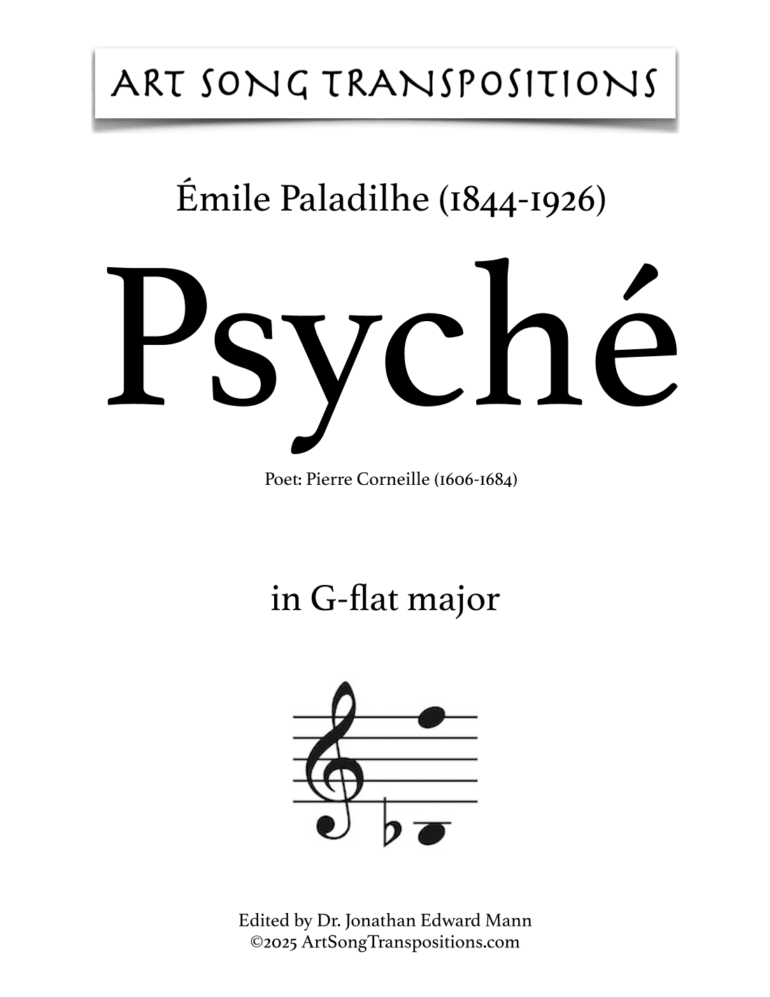 PALADILHE: Psyché (transposed to G-flat major) (arr. ArtSongTranspositions.com)