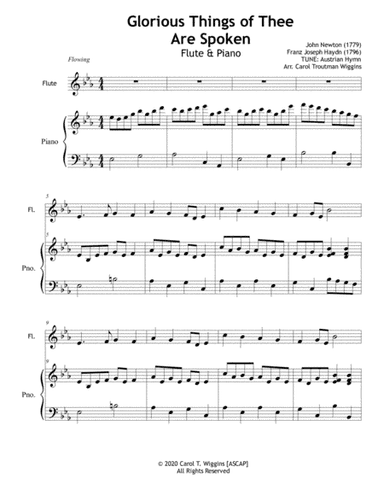 Glorious Things of Thee Are Spoken  (Flute & Piano) (arr. Carol Troutman Wiggins)