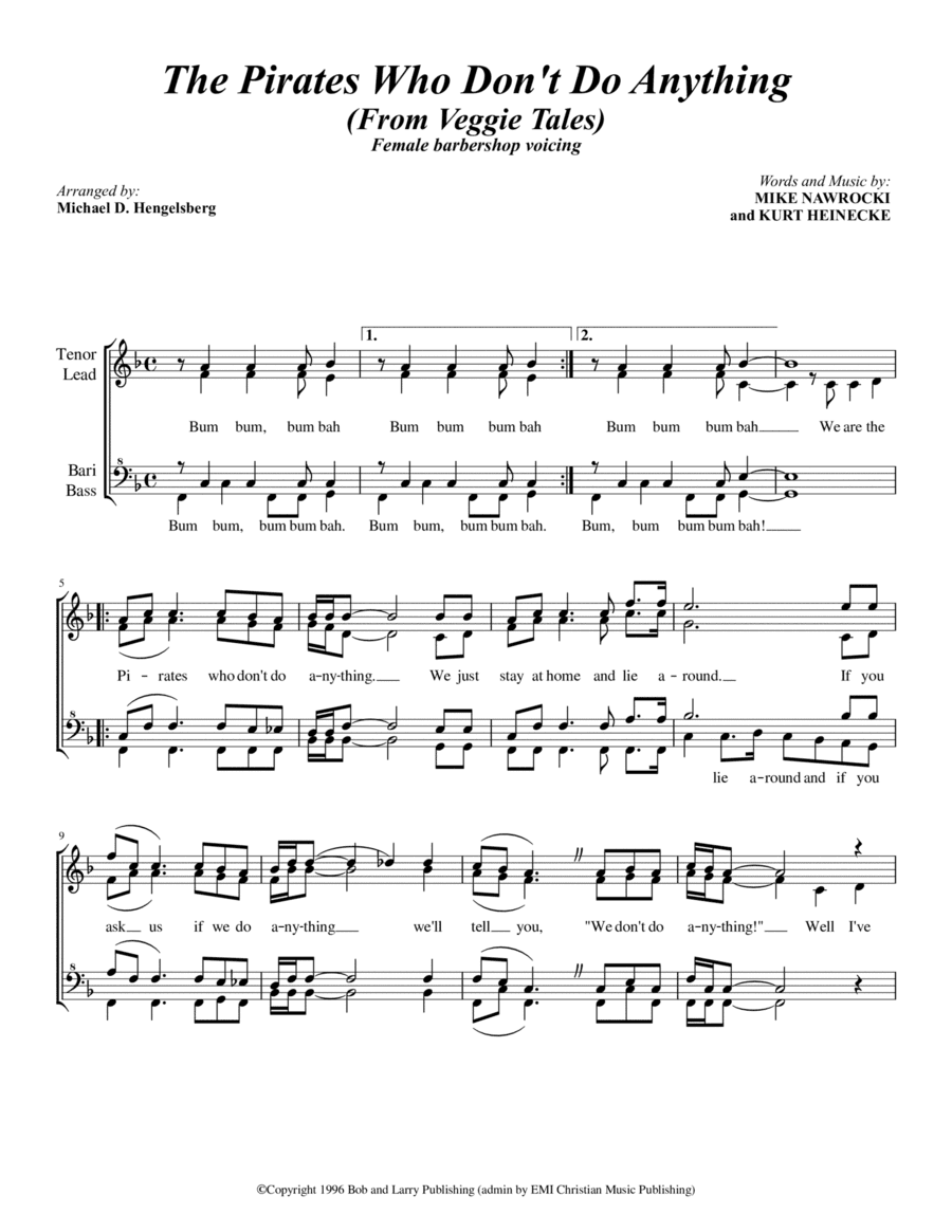 The Pirates Who Don't Do Anything (arr. Michael D. Hengelsberg)