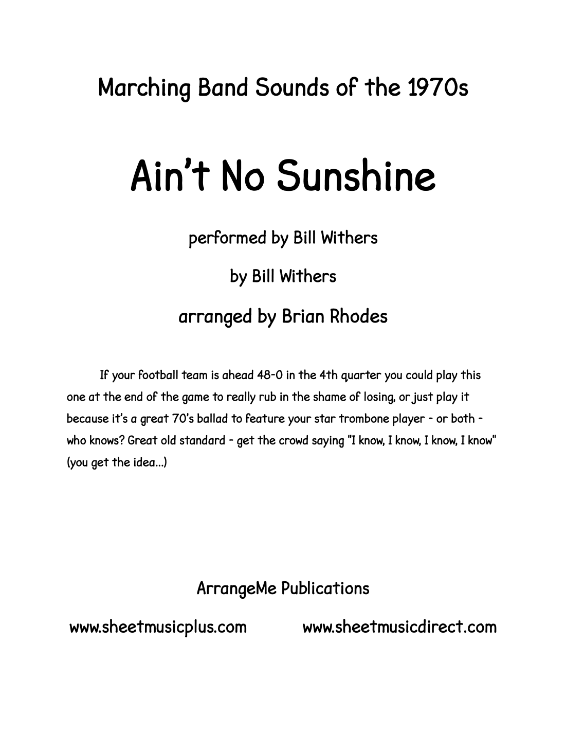 Ain't No Sunshine (arr. Brian Rhodes)