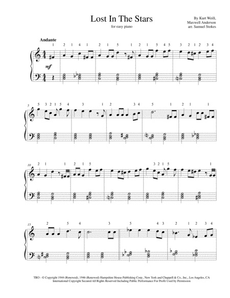 Lost In The Stars (arr. Samuel Stokes)