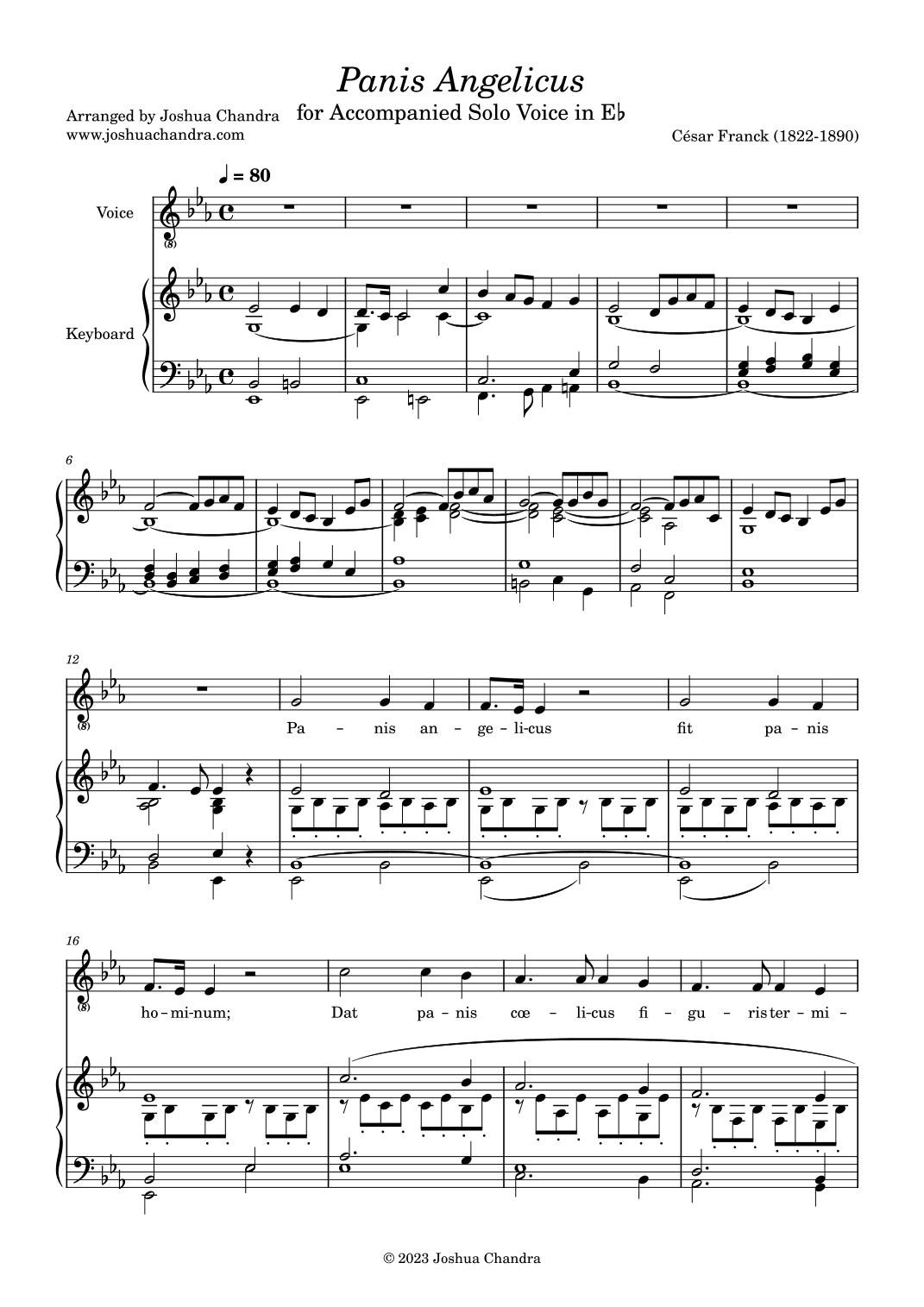 Panis Angelicus in E? (voice & keyboard) (arr. Joshua Chandra)
