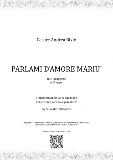 Parlami D'amore Mariu (arr. Silvestro Sabatelli)