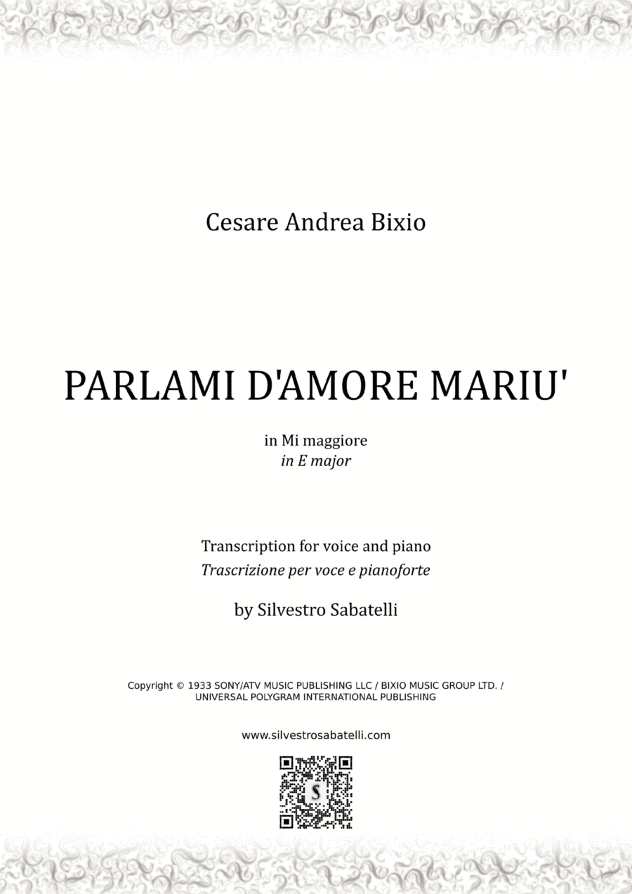 Parlami D'amore Mariu (arr. Silvestro Sabatelli)