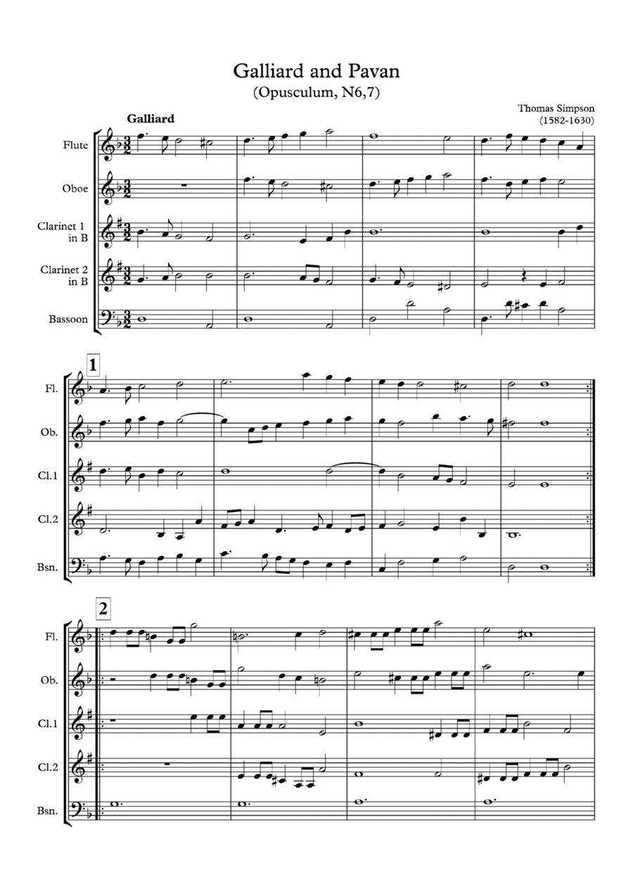 Thomas Simpson. Galliard and Pavan (Opusculum N6,7) (arr. Grigor Arakelian)