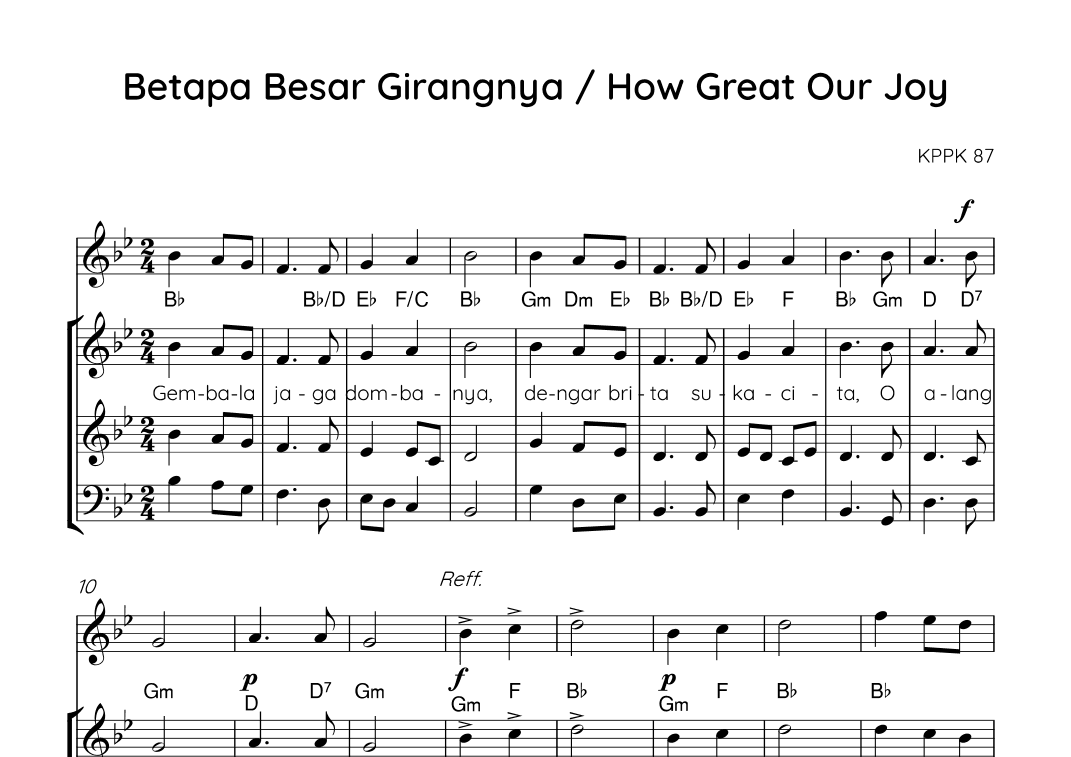 How Great Our Joy / Betapa Besar Girangnya - Score Only (arr. Angie Wiranata)