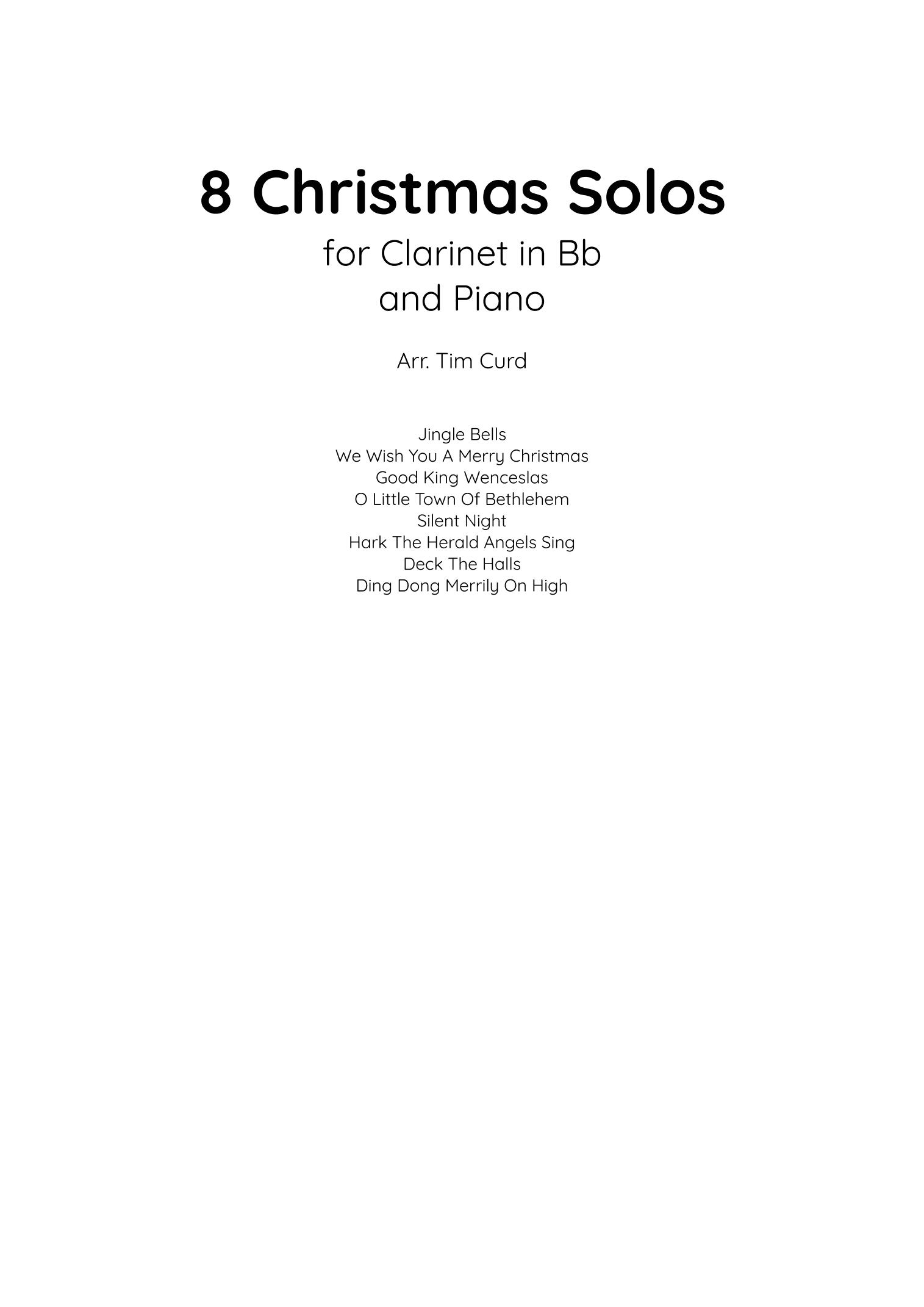 8 Christmas Solos for Clarinet in Bb and Piano (arr. Tim Curd)
