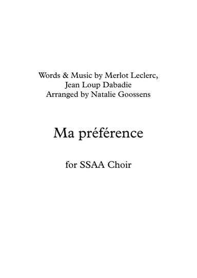 Ma Preference (arr. Natalie Goossens)
