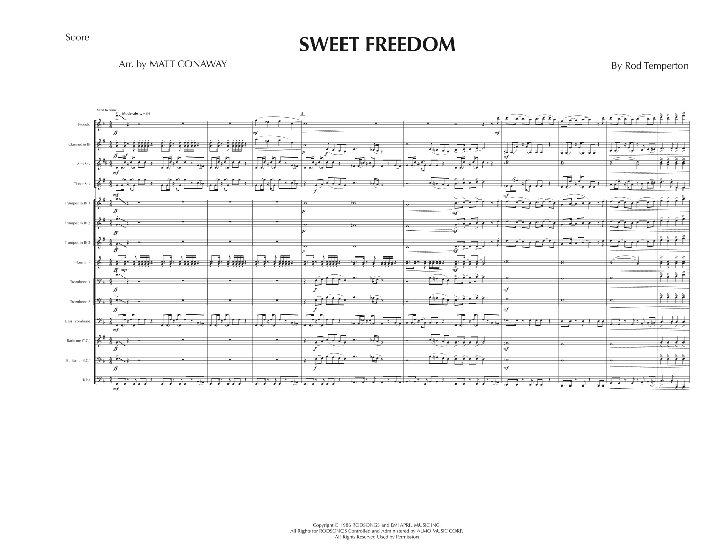 Sweet Freedom (arr. Matt Conaway)
