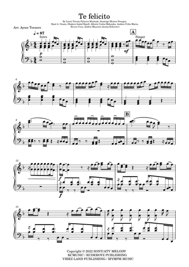 Te Felicito (arr. Ayoze Tornero)