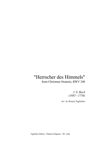 HERRSCHER DES HIMMEL - from Christmas Oratorio, BWV 248 - For SATB Choir and Piano/Organ (arr. Renato Tagliabue)