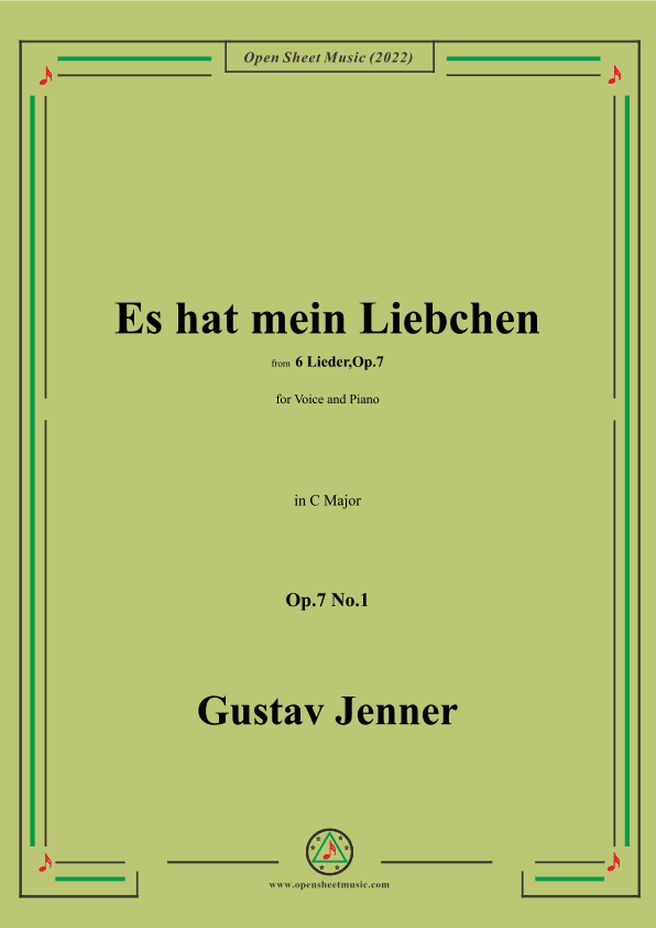 Jenner-Es hat mein Liebchen,in C Major,Op.7 No.1 (arr. OSM Press)