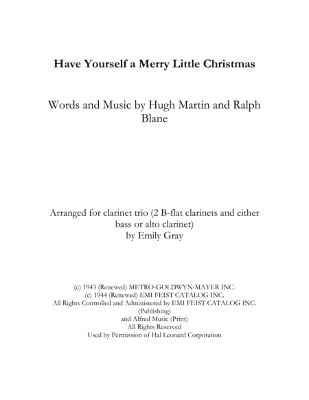 Have Yourself A Merry Little Christmas  from MEET ME IN ST. LOUIS (arr. Emily Gray)