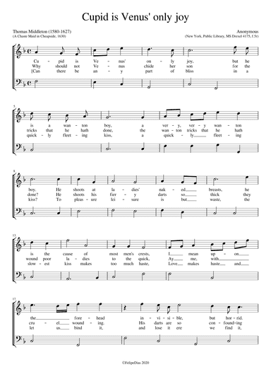 Cupid is Venus' only joy (arr. Early Music Scores)