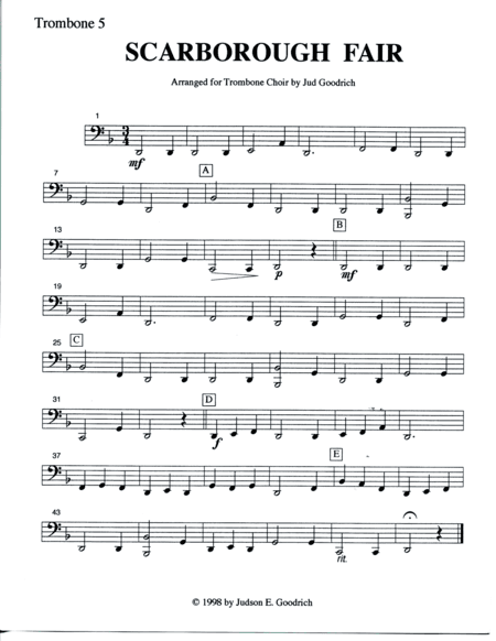 "Scarborough Fair"  for trombone quintet (arr. Jud Goodrich)
