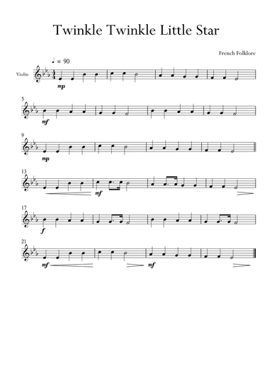 Twinkle Twinkle Little Star for Violin in Eb Major. Very Easy. (arr. Matheus Araújo)