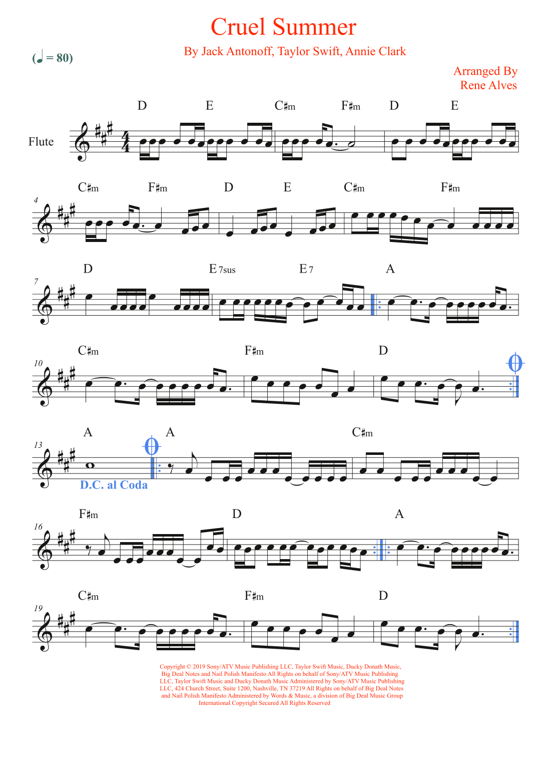 Cruel Summer (arr. Rene Alves)