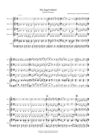 The Angel Gabriel for Horn Quartet (arr. David Burndrett)