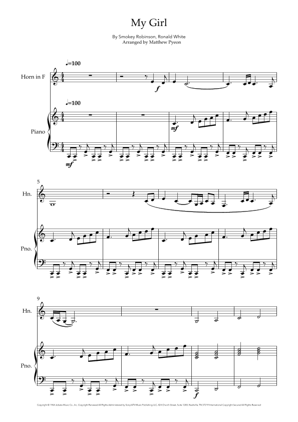 My Girl (arr. Matthew pyeon)