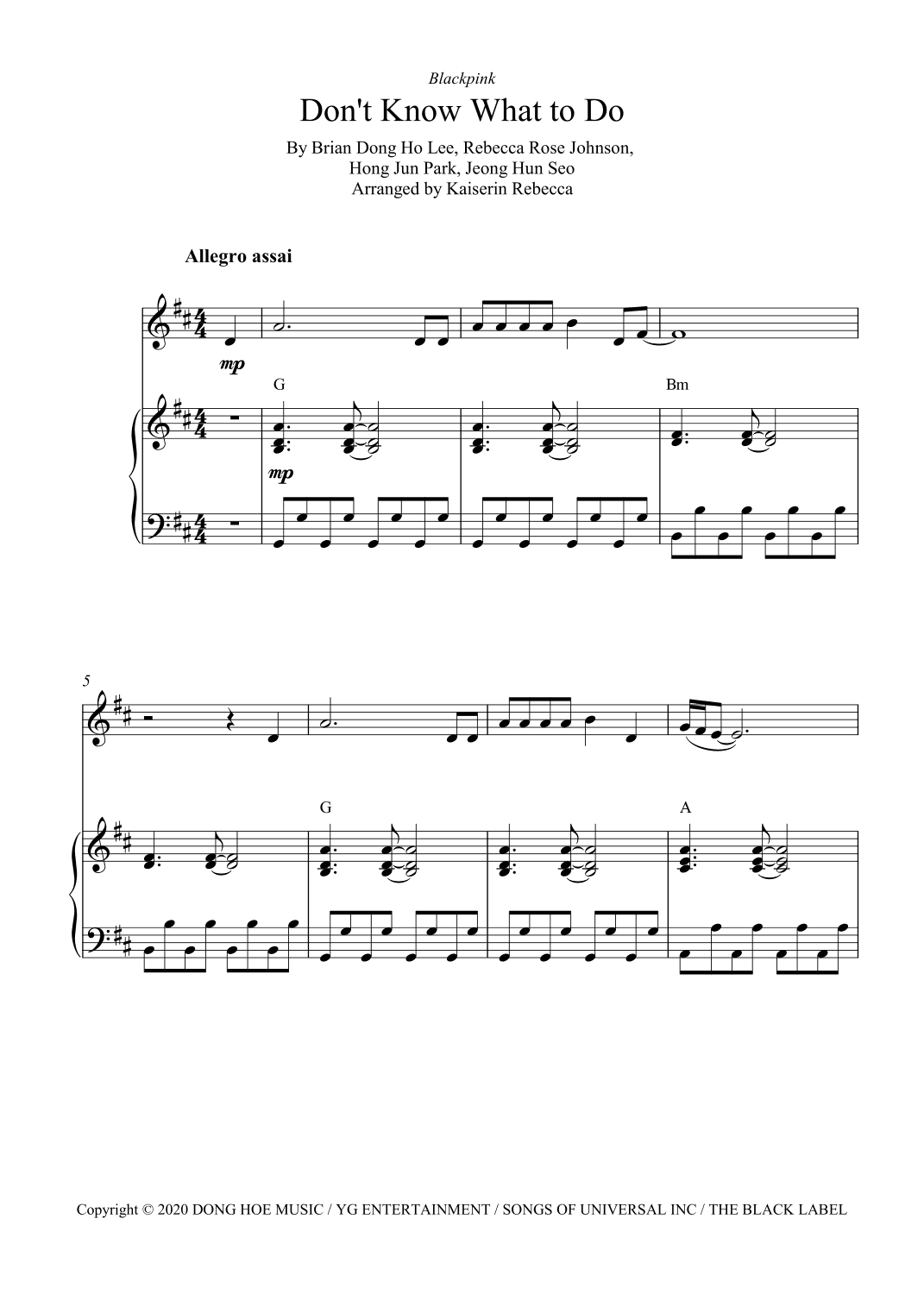 Don't Know What To Do (arr. Kaiserin Rebecca)