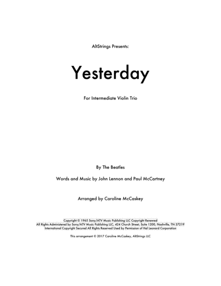 Yesterday (arr. Caroline McCaskey)