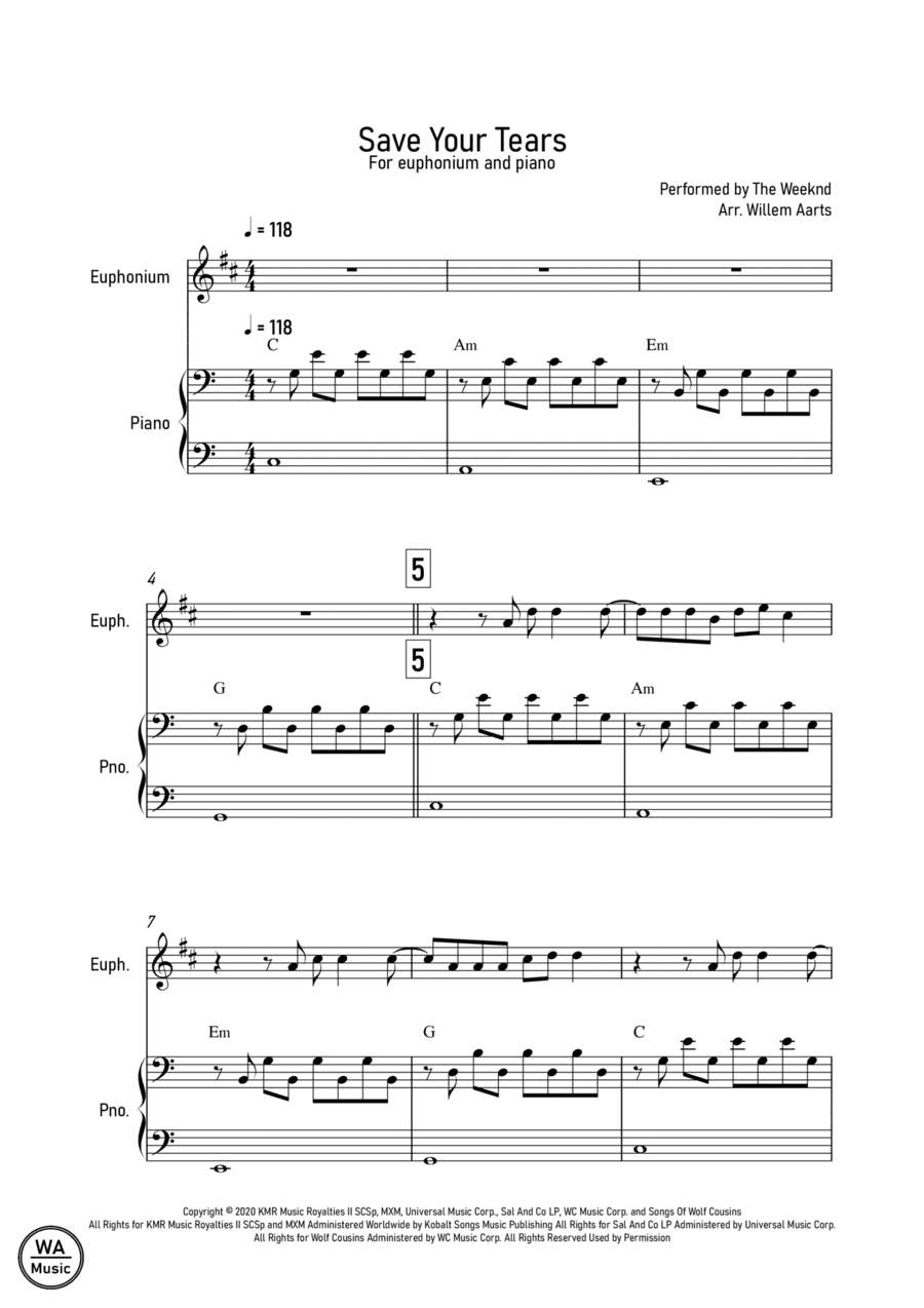 Save Your Tears (arr. Willem Aarts)