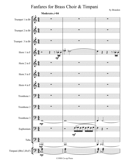 Fanfares for Brass Choir and Timpani