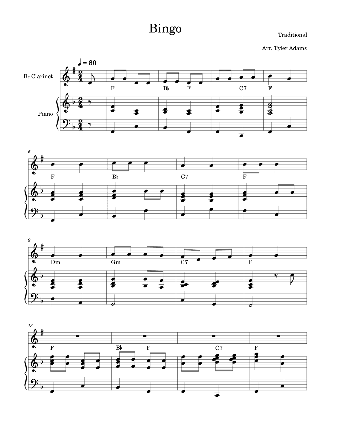 Bingo (Clarinet and Piano) (arr. Tyler Adams)