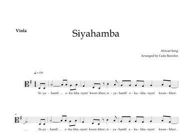 Siyahamba - Viola (African Song) (arr. Cadu Barcelos)