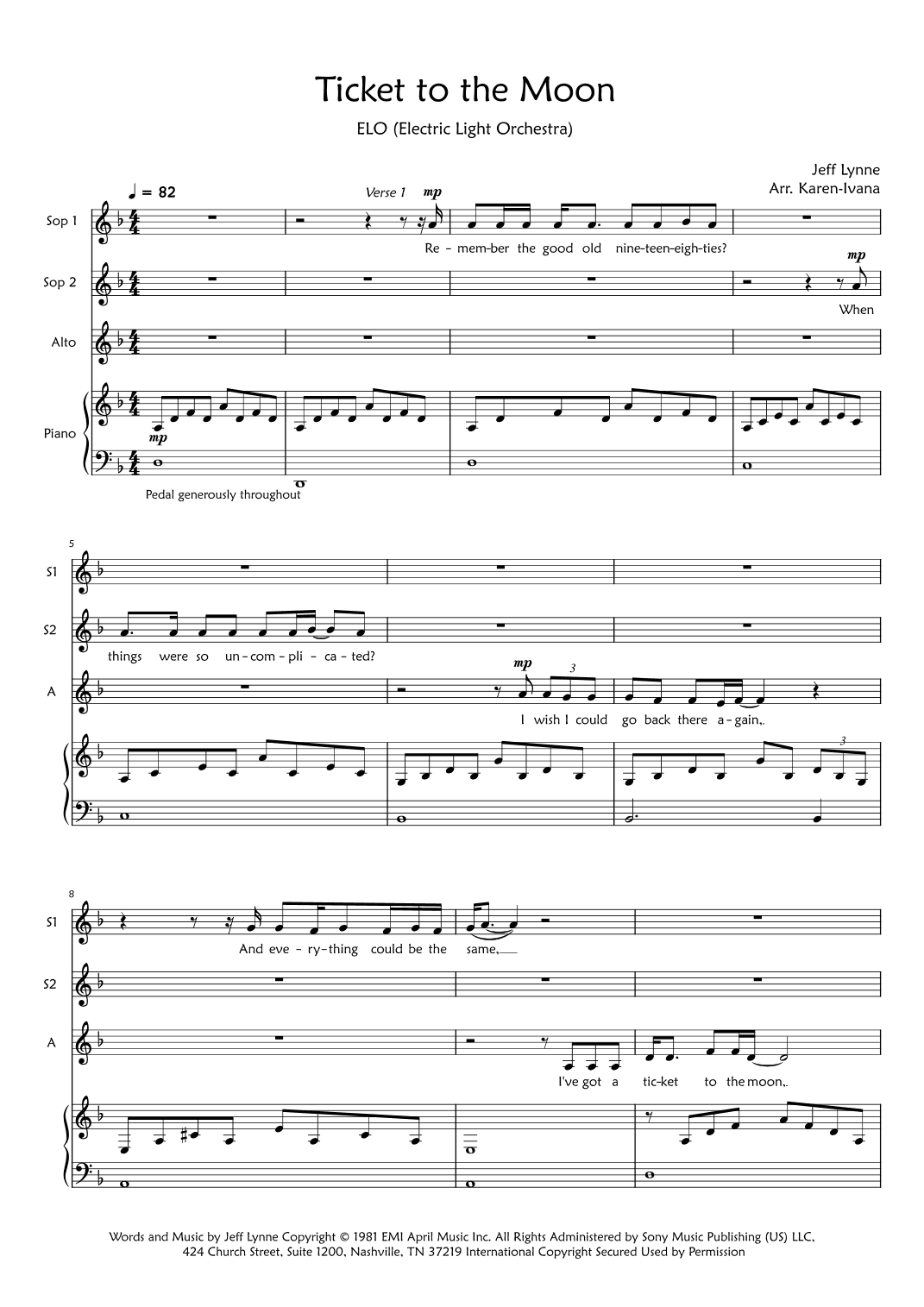 Ticket To The Moon (arr. Karen Ivana)