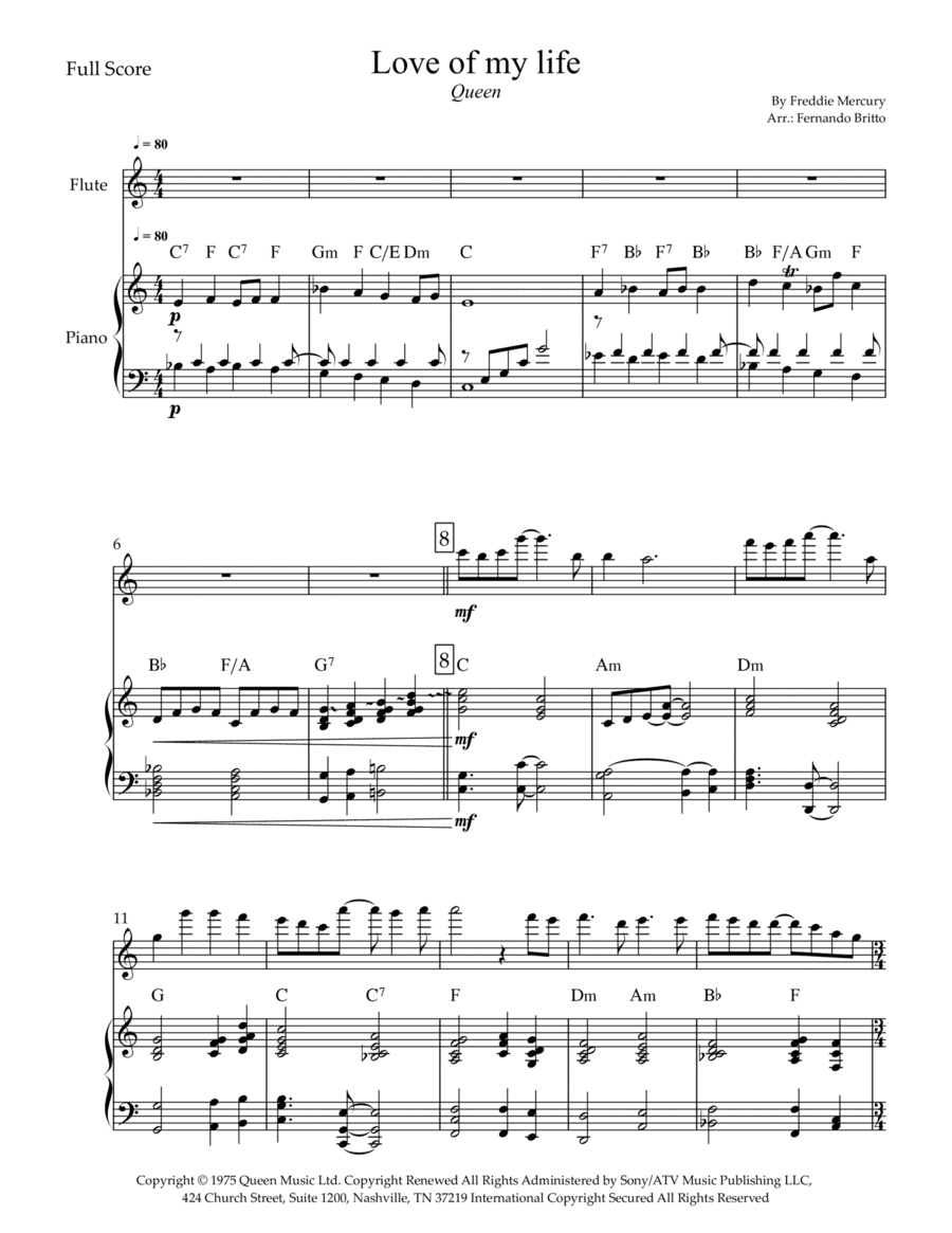 Love Of My Life (arr. Fernando Britto)