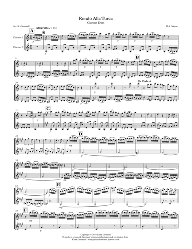 Rondo Alla Turca: Clarinet Duet (arr. Keith Gemmell)