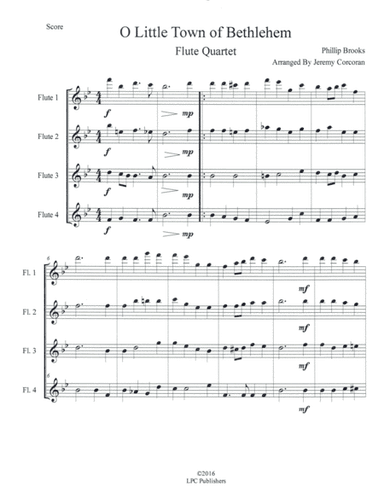 O Little Town of Bethlehem for Flute Quartet (arr. Jeremy Corcoran)
