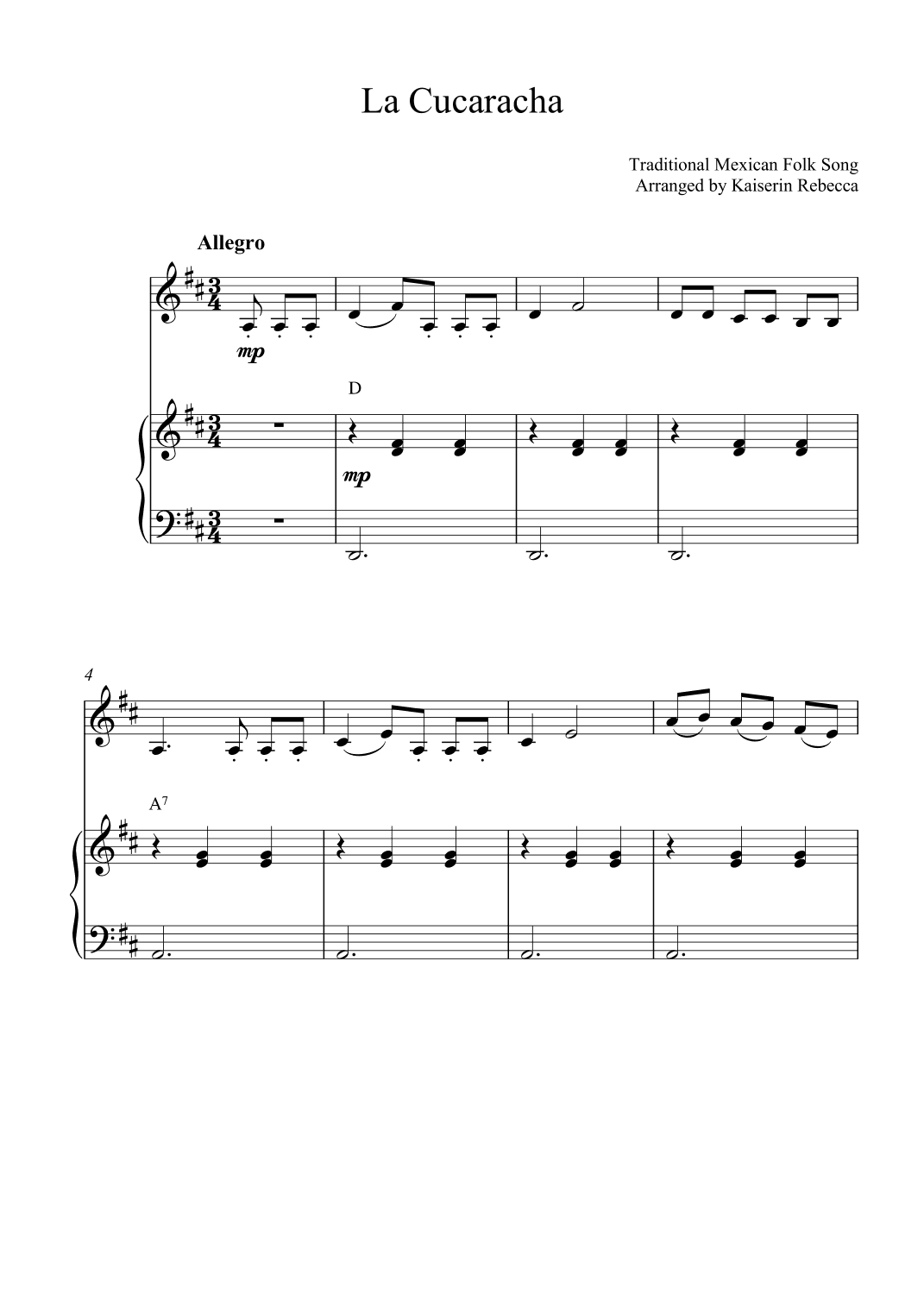 La Cucaracha (arr. Kaiserin Rebecca)