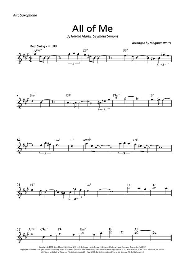 All Of Me (arr. Magnum Watts)