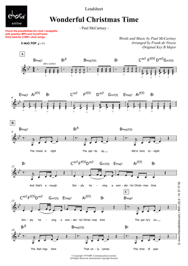 Wonderful Christmastime (arr. Frank de Vreeze)